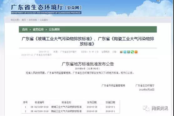 8月1日起实施！广东陶企将执行最严排放新标准