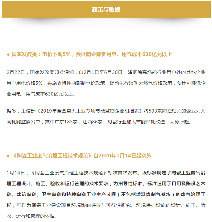 2020年第一季度，陶瓷行业发生了哪些大事？